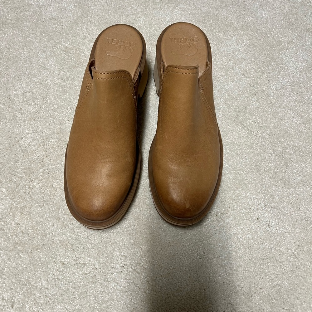 Sorel Tan Leather Women's Mules